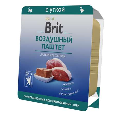 Влажный корм для кошек Brit 0.1 кг утка (полнорационный)