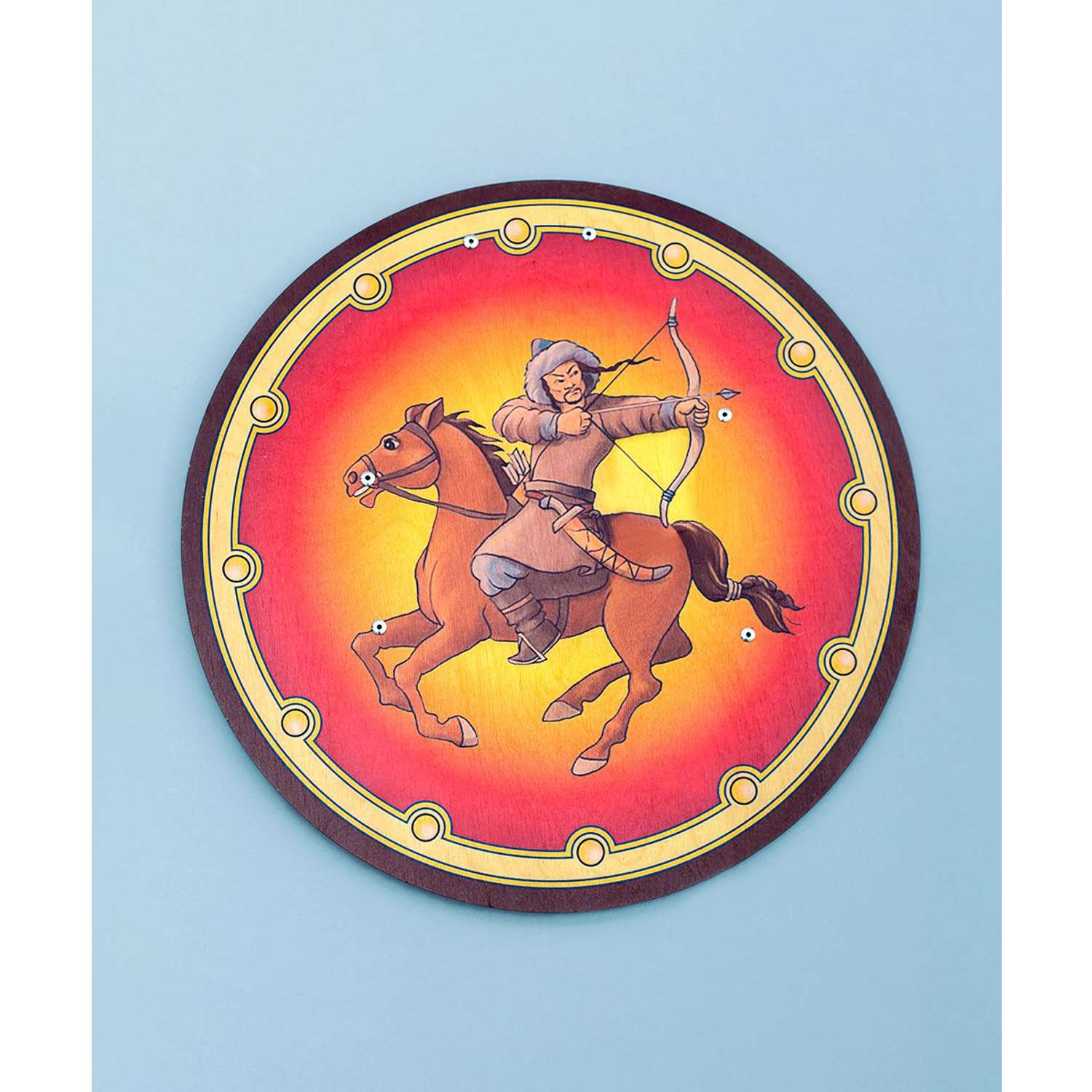 Игрушка Щит Средневековая крепость круглый Всадник с луком - фото 1