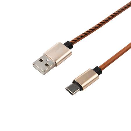 Кабель REXANT USB - Type-C 1 метр в коричневой кожаной оплетке