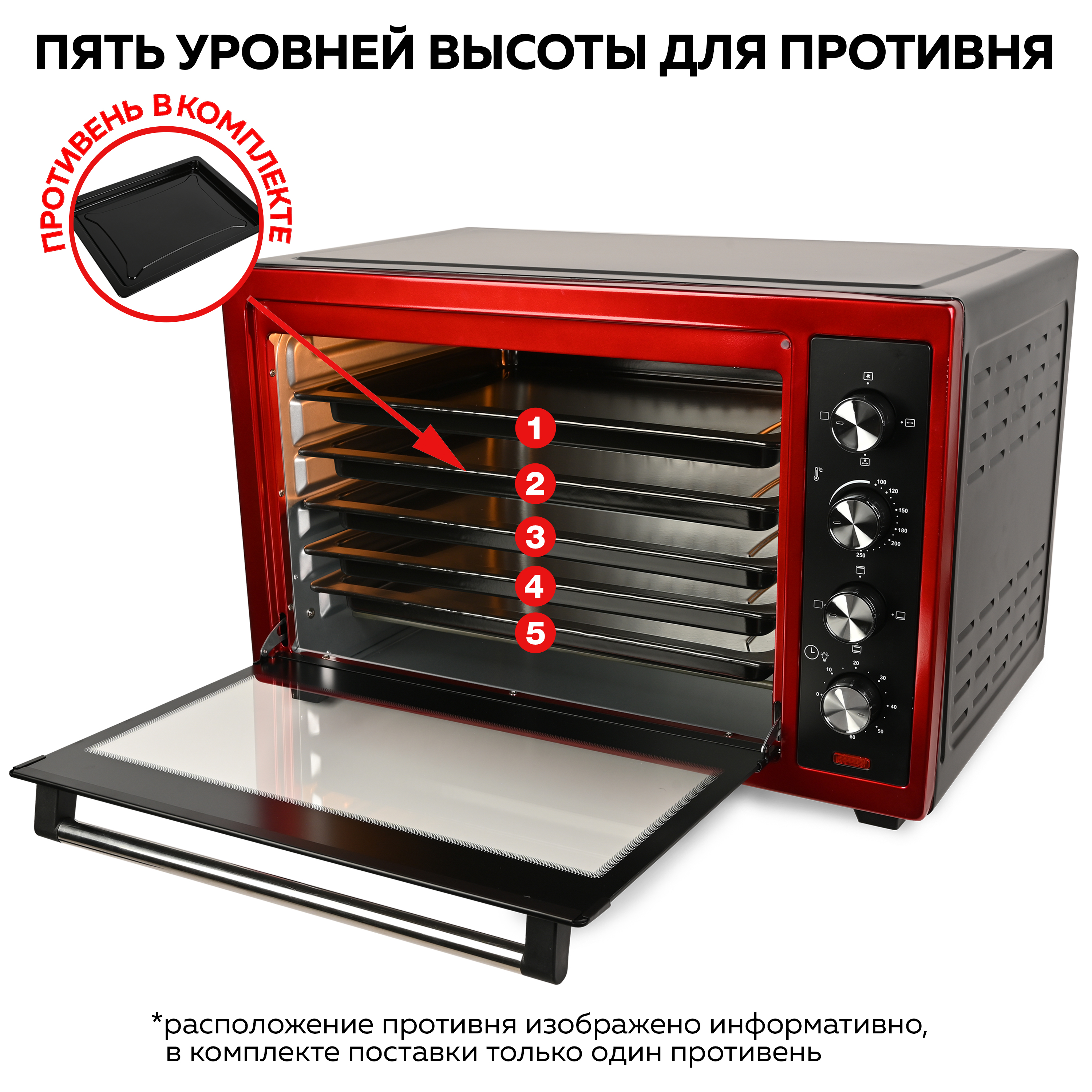 Мини-печь GFGRIL многофункциональная GFO-77 2 800 Вт c вертелом и конвекцией - фото 7