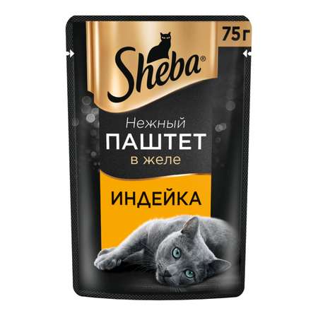 Корм для кошек Sheba 75г нежный паштет в желе с индейкой