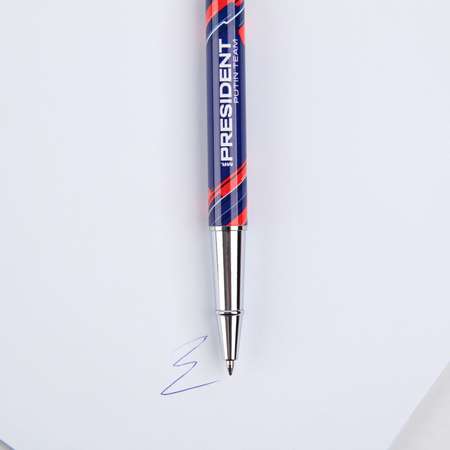 Ручка металлическая Mr. PRESIDENT PUTIN TEAM с колпачком «Спорт российский». Фурнитура серебро.1.0 мм