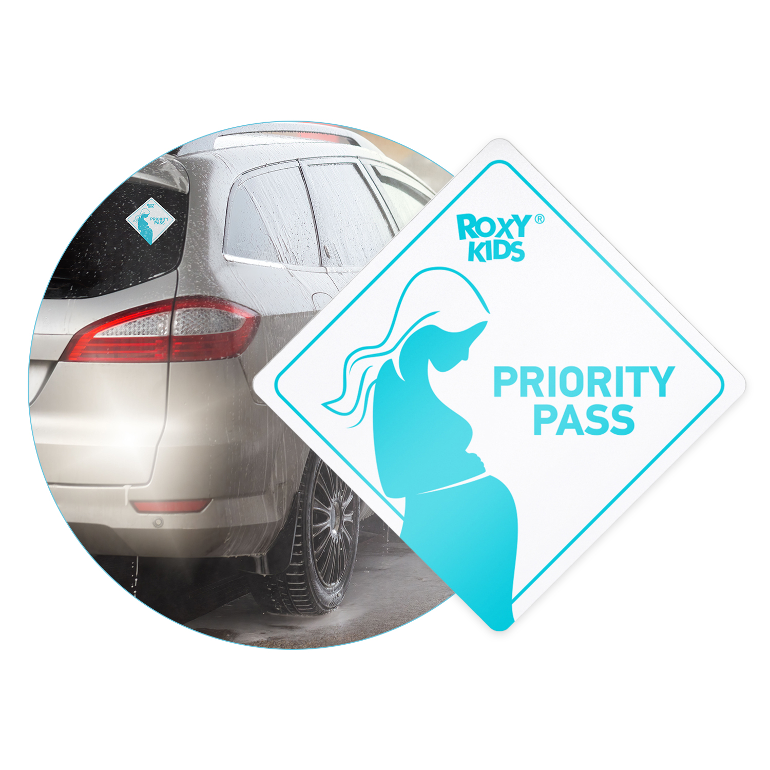 Наклейка для авто виниловая ROXY-KIDS PRIORITY PASS цвет белый