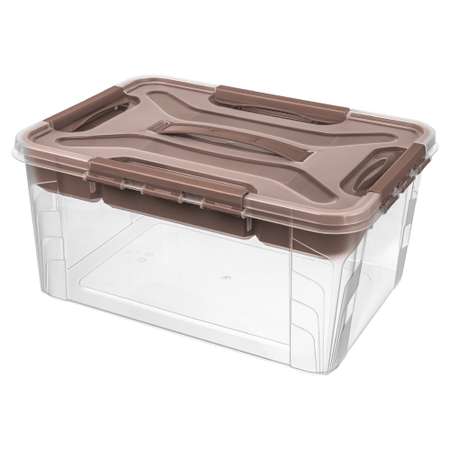 Ящик универсальный Econova с замками и вставкой-органайзером Grand Box 15300 мл коричневый