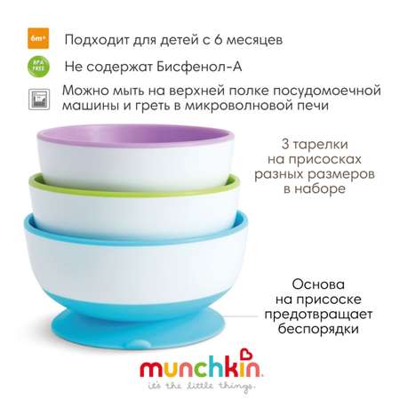 Набор тарелок Munchkin на присосках 3 шт