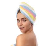 Тюрбан для сушки волос DeNASTIA микрофибра 25x65 см голубой/розовый/желтый/белый Q000008