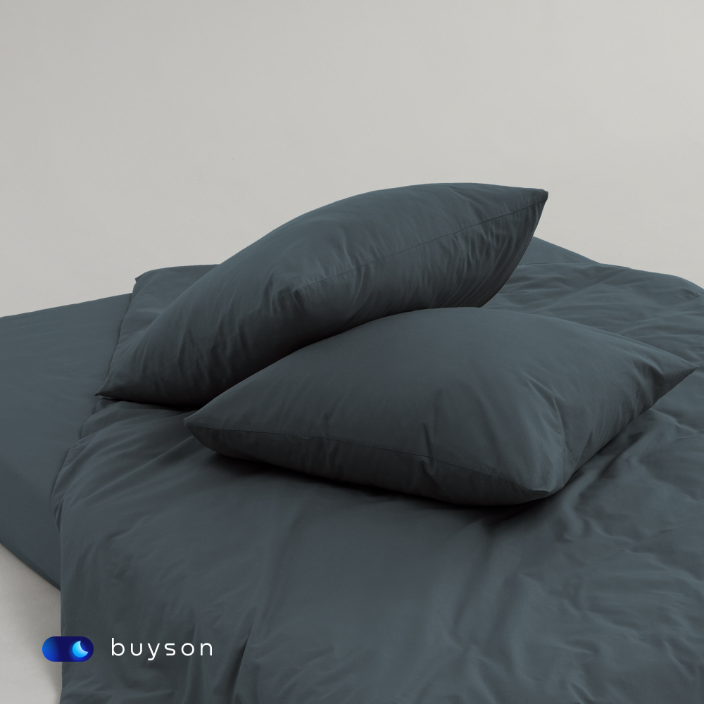 Комплект наволочек buyson BuyDream 50х70 см, хлопковый поплин, цвет серо-голубой - фото 5