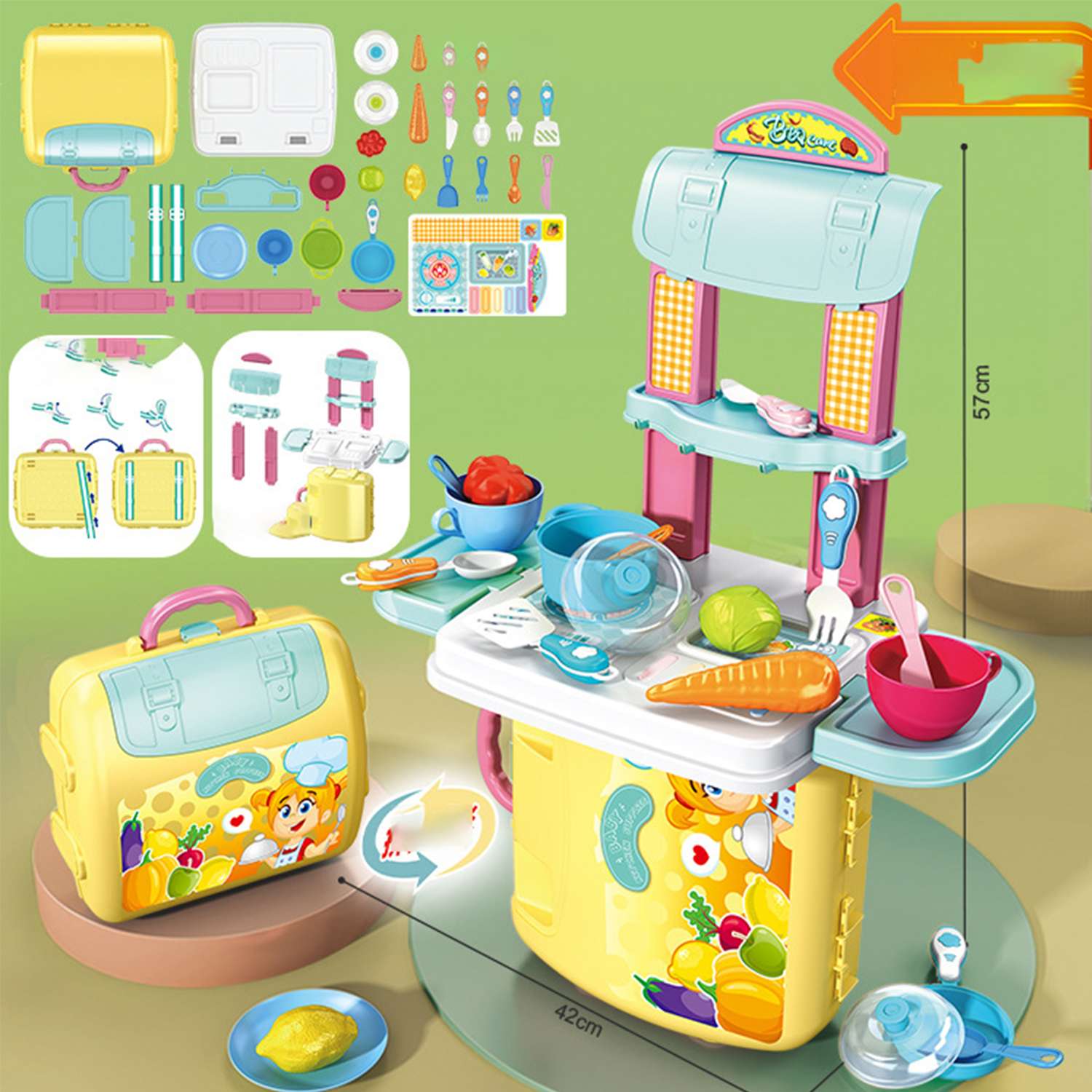 Детская игровая кухня SHARKTOYS 30 аксессуаров в чемодане - фото 2