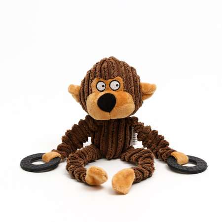 Игрушка для собак Пижон текстильная с резиновыми кольцам «Обезьяна»