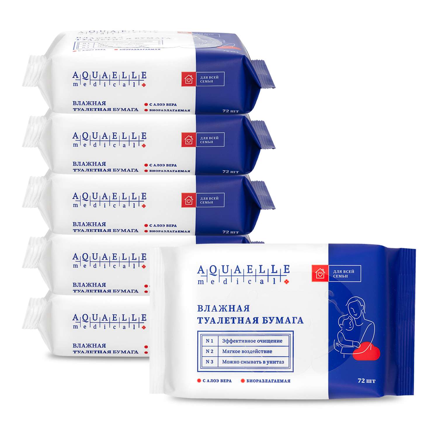 Влажная туалетная бумага Aquael Medical 6 упаковок по 72шт - фото 3