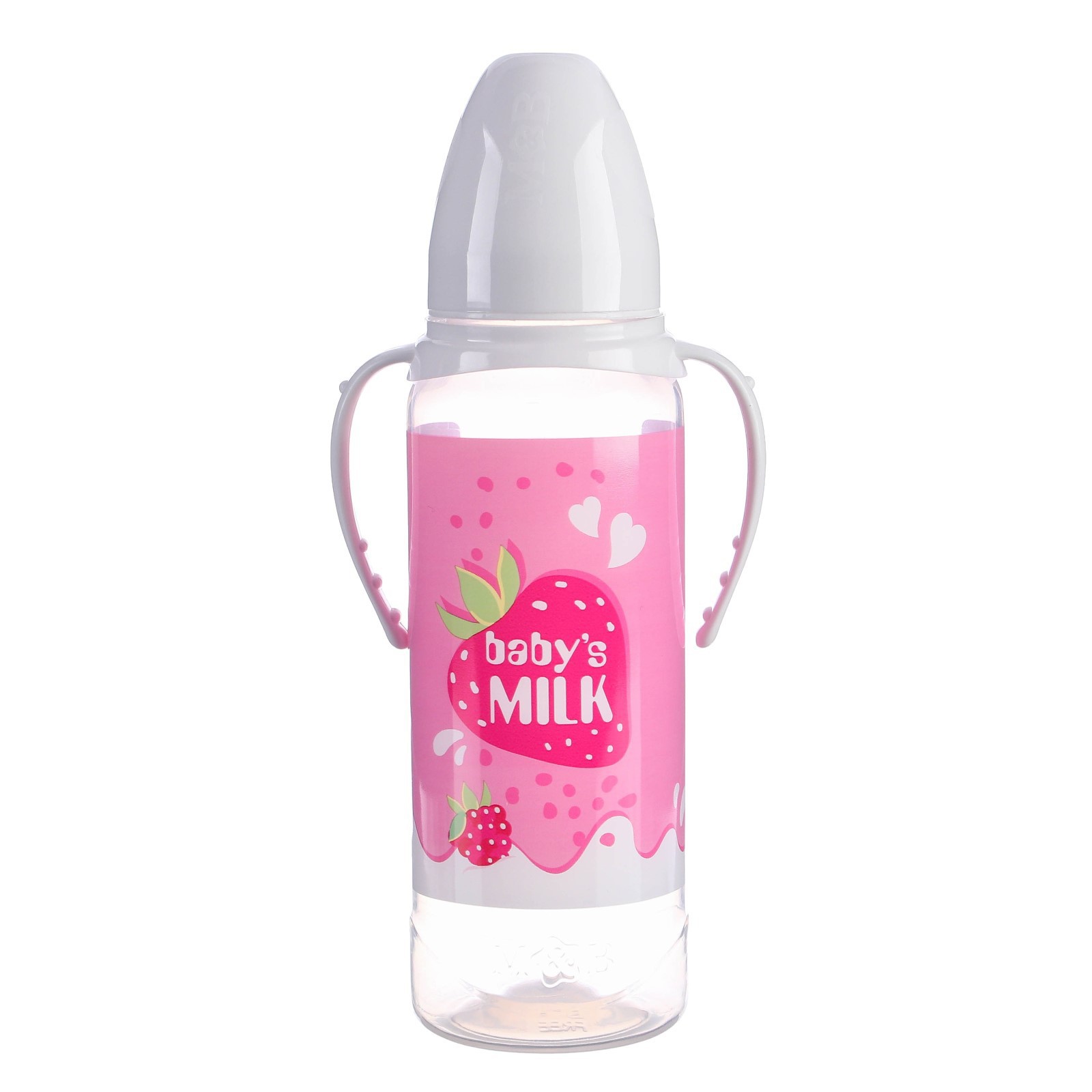 Бутылочка Mum and Baby для кормления подарочная «Клубничное молоко» 250 мл. с соской с ручками - фото 4