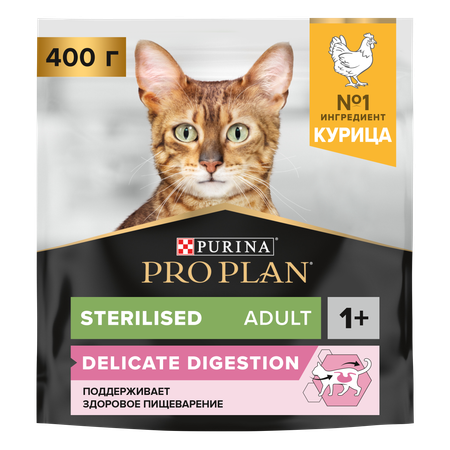 Корм сухой для кошек PRO PLAN 400г с курицей при стерилизации и кастрации c чувствительным пищеварением