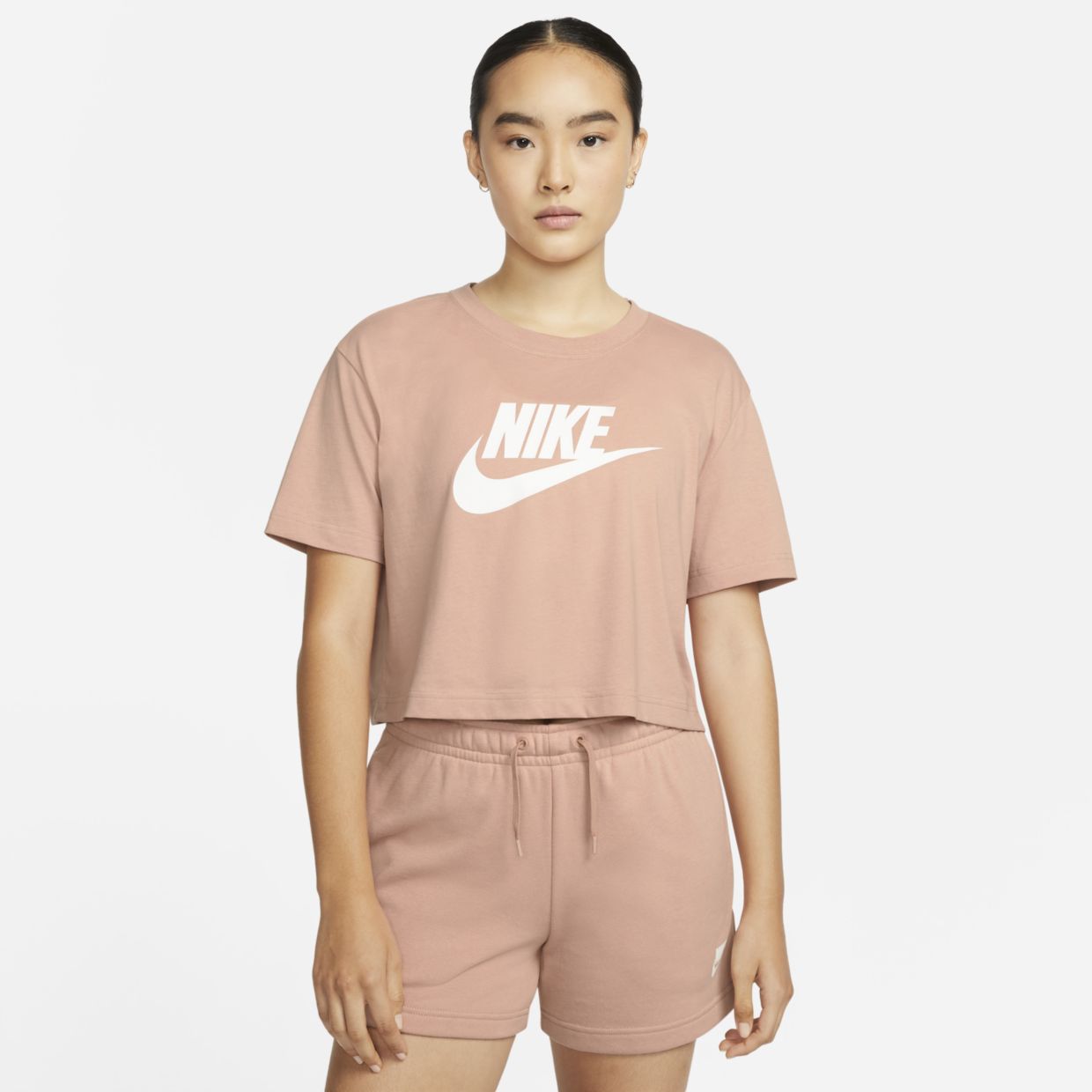 Nike crop top and shorts set online