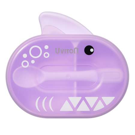 Тарелочка Uviton с крышкой и ложечкой двухсекционная в коробочке Арт.0623 фиолетовая