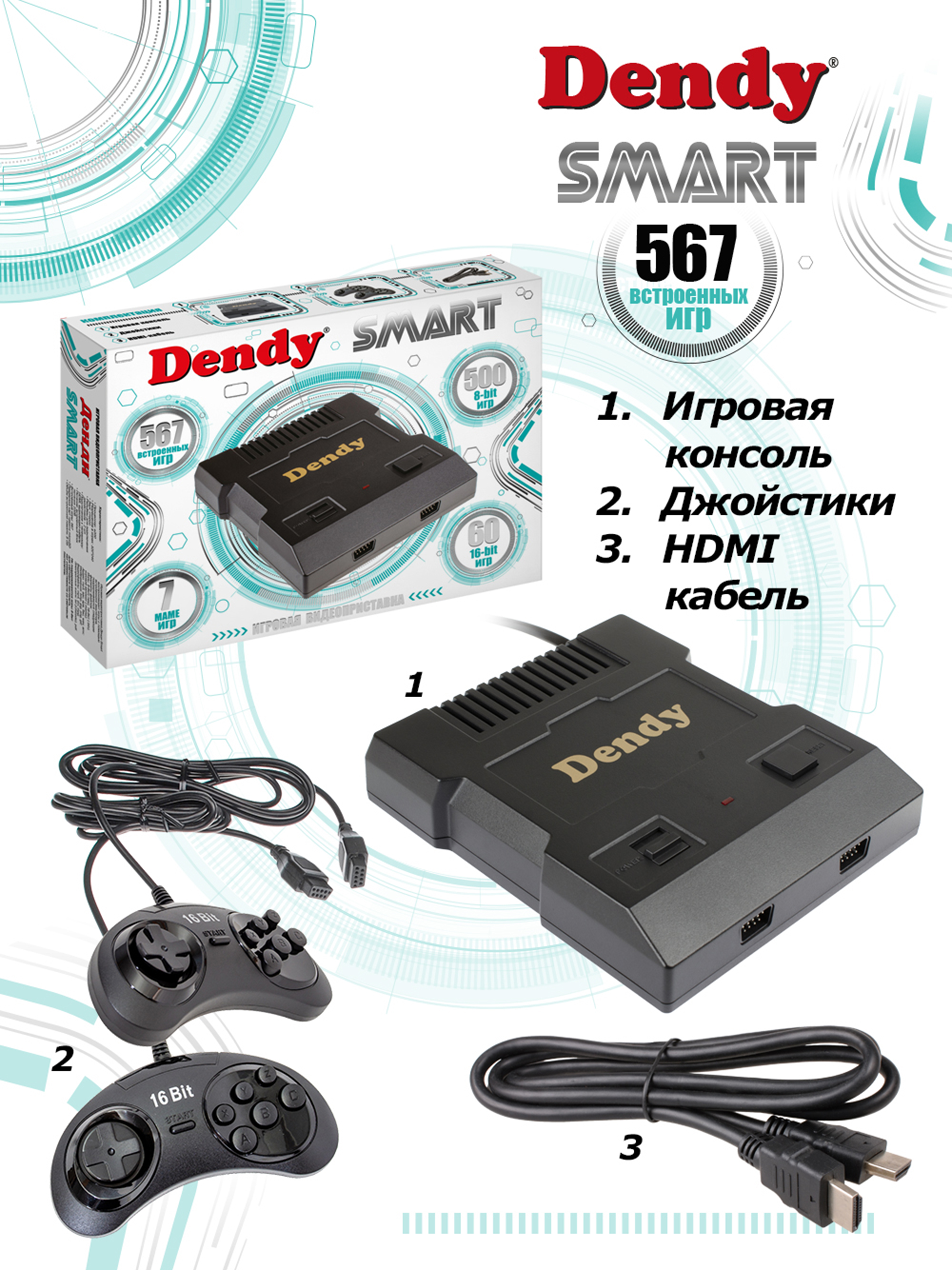 Игровая приставка Dendy Smart 567 игр HDMI - фото 3