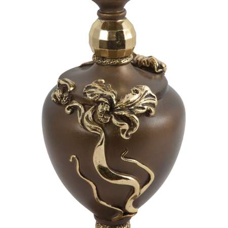 Светильник настольный BOGACHO Флер де Лис бронзовый с абажуром коричневого цвета