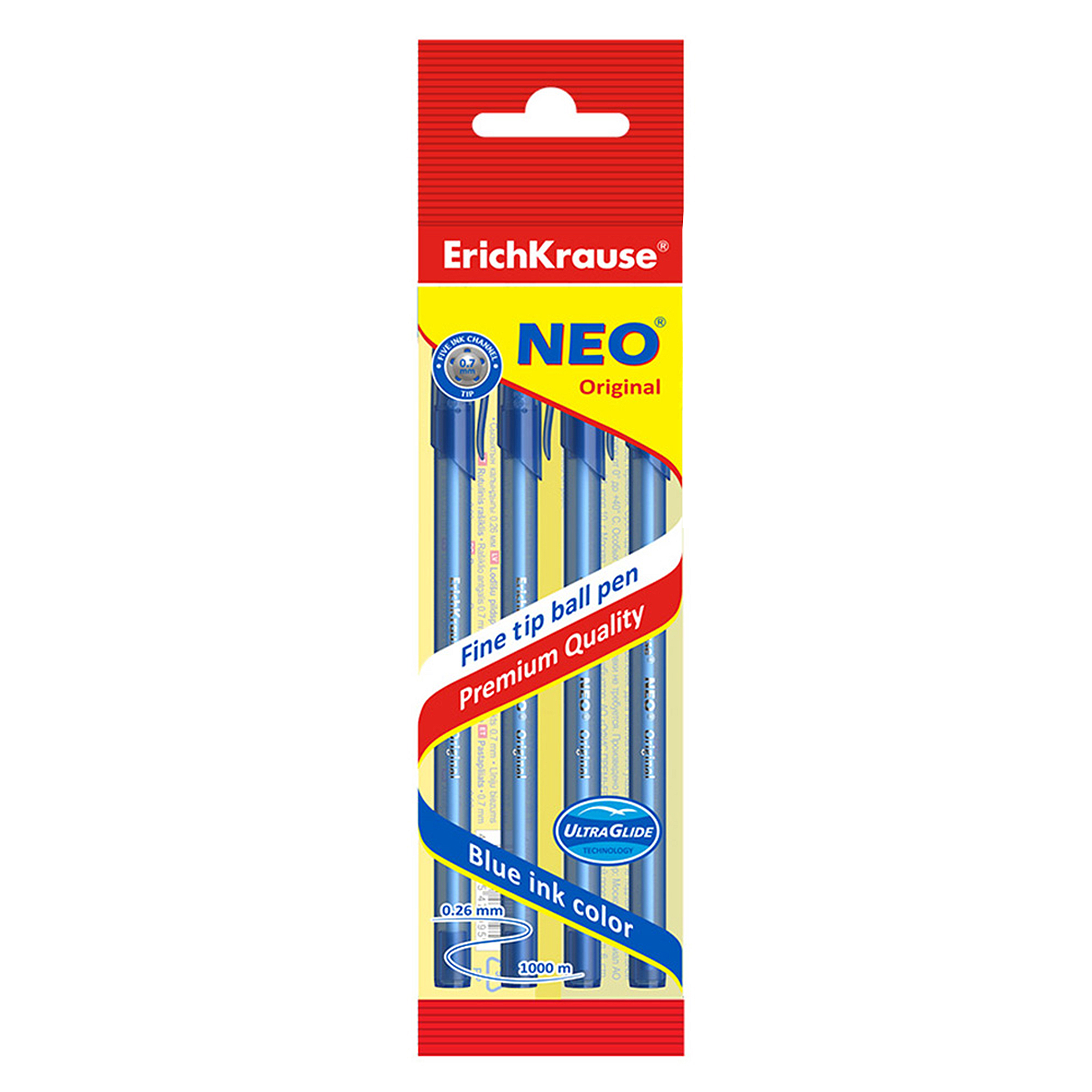 Набор шариковых ручек ErichKrause Neo Stick Original 0.7 Синий 4шт 47634 - фото 1