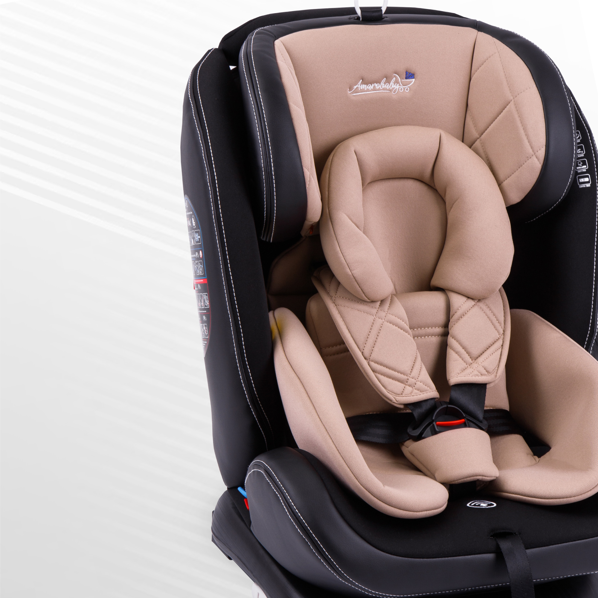 Автокресло детское AmaroBaby ST-3 Isofix класс D группа 0+ 1 2 3 бежевый - фото 23