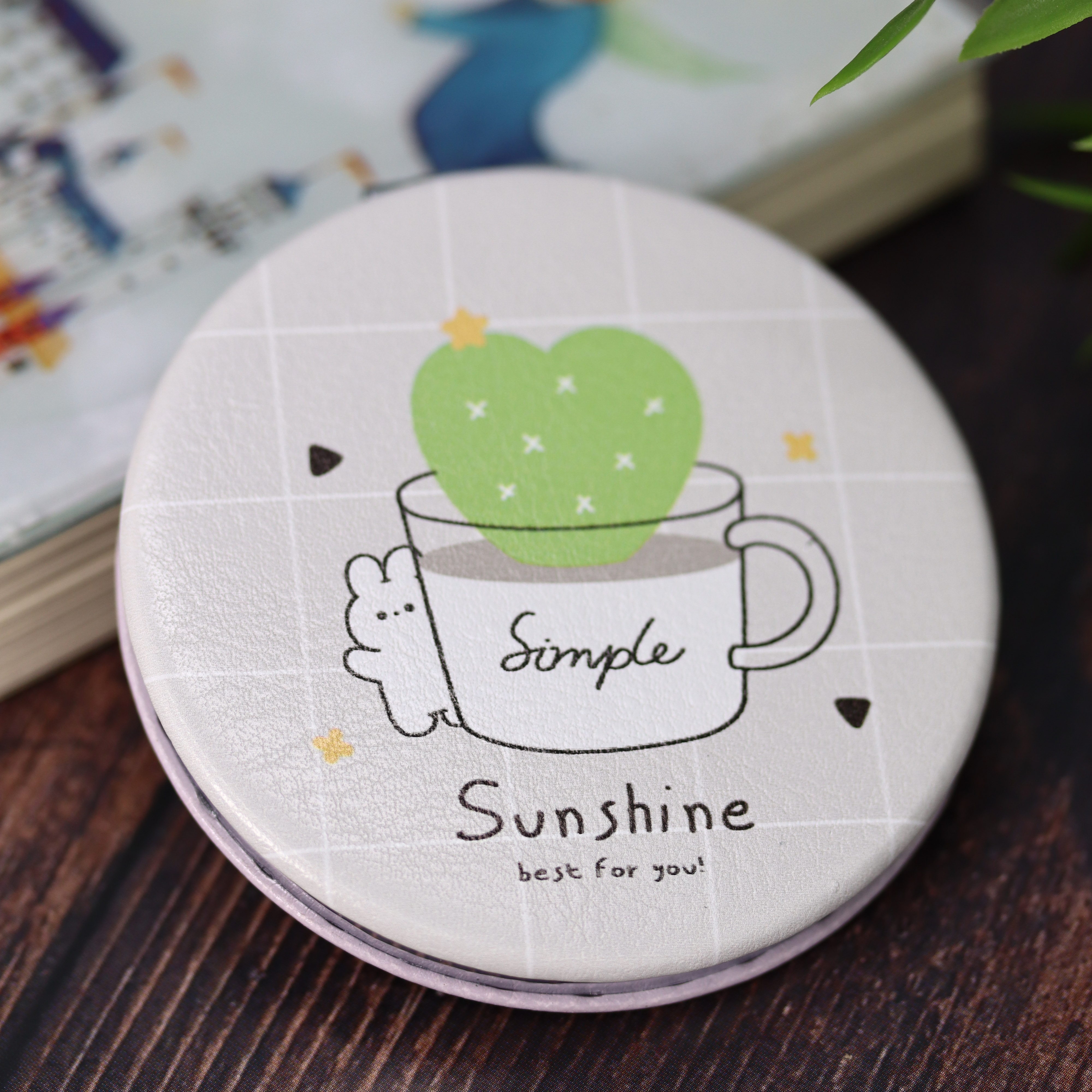 Зеркало карманное iLikeGift Сactus bunny sunshine с увеличением - фото 3