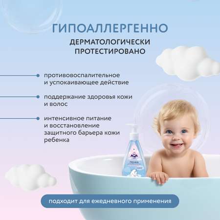 Пенка для подмывания малыша AQA baby Sensitive Деликатное очищение для чувствительной кожи 250мл с 0месяцев