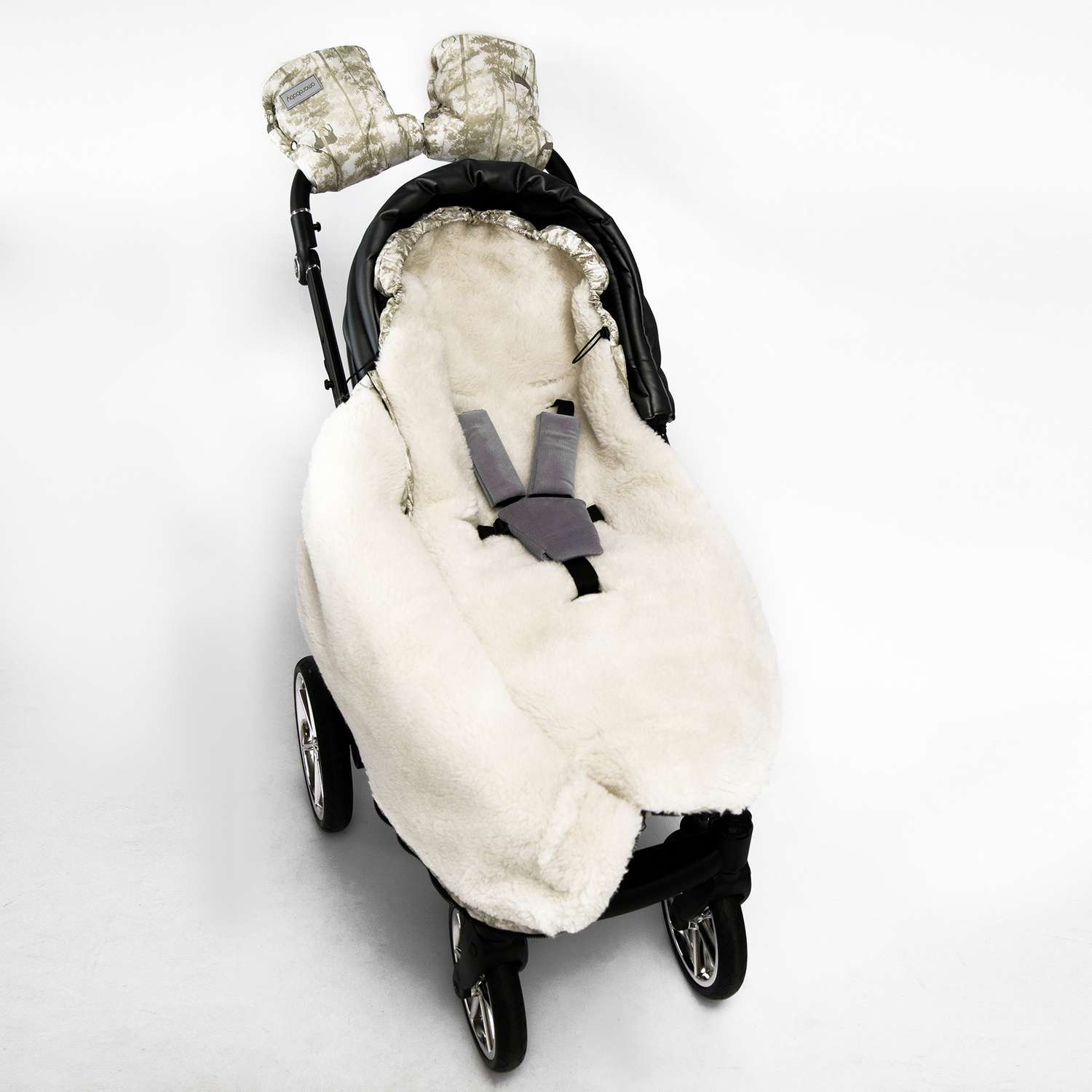 Конверт зимний AmaroBaby меховой Snowy Baby Олени бежевый 105 см - фото 7