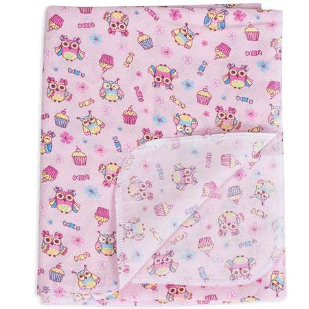 Пеленка ситцевая Чудо-чадо для новорожденных «Вариации» 95х120см розовый/совы