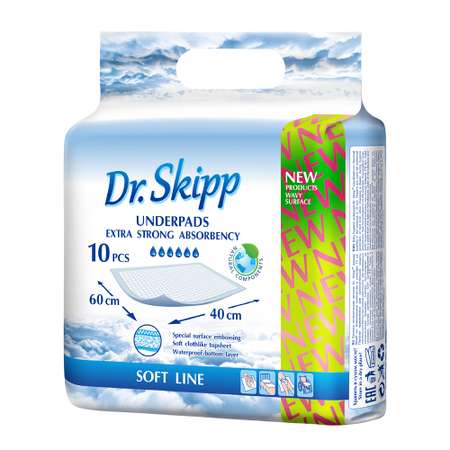 Гигиенические пеленки Dr.Skipp для детей 60х40 см 10 шт 8028