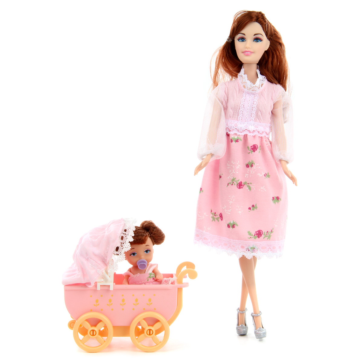 Кукла модель Барби Veld Co с ребенком и коляской 117891 - фото 2