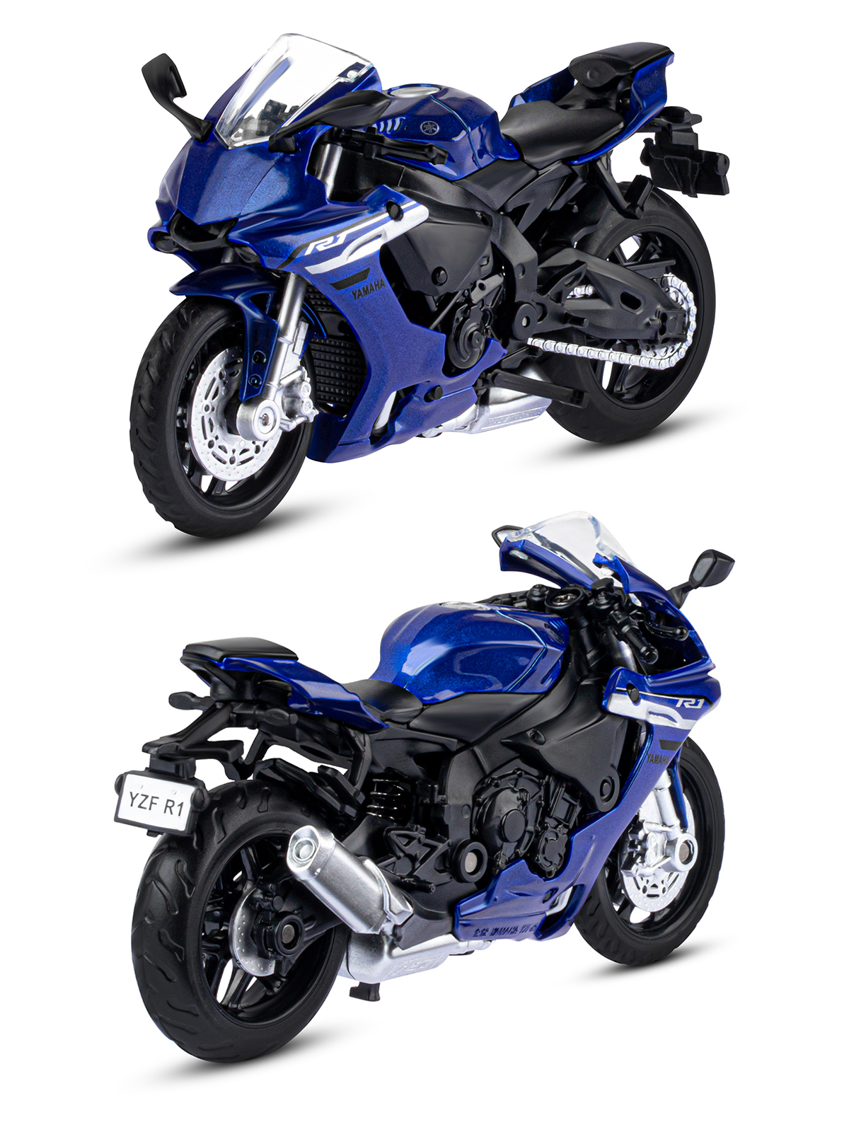 Мотоцикл АВТОпанорама Yamaha YZF R1 1:18 синий JB1251570 - фото 4