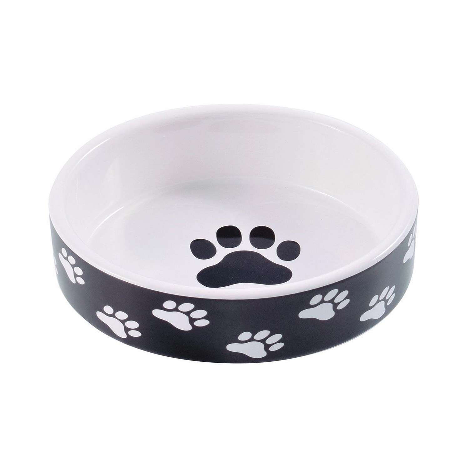 Миска для собак Mr.Kranch керамическая Черная с лапками 420мл - фото 1