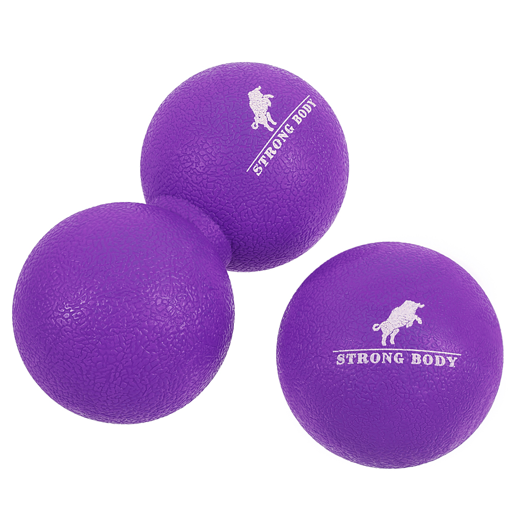 Набор массажных мячей STRONG BODY спортивных для МФР. Классический и сдвоенный: 6 см и 6х12 см. Фиолетовый - фото 2