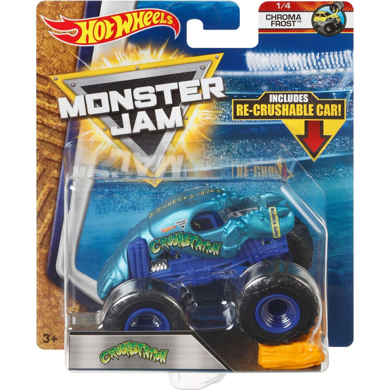 Машина Hot Wheels Monster Jam 1:64 Chroma Frost Крашстейшн FLW87 21572 - фото 2