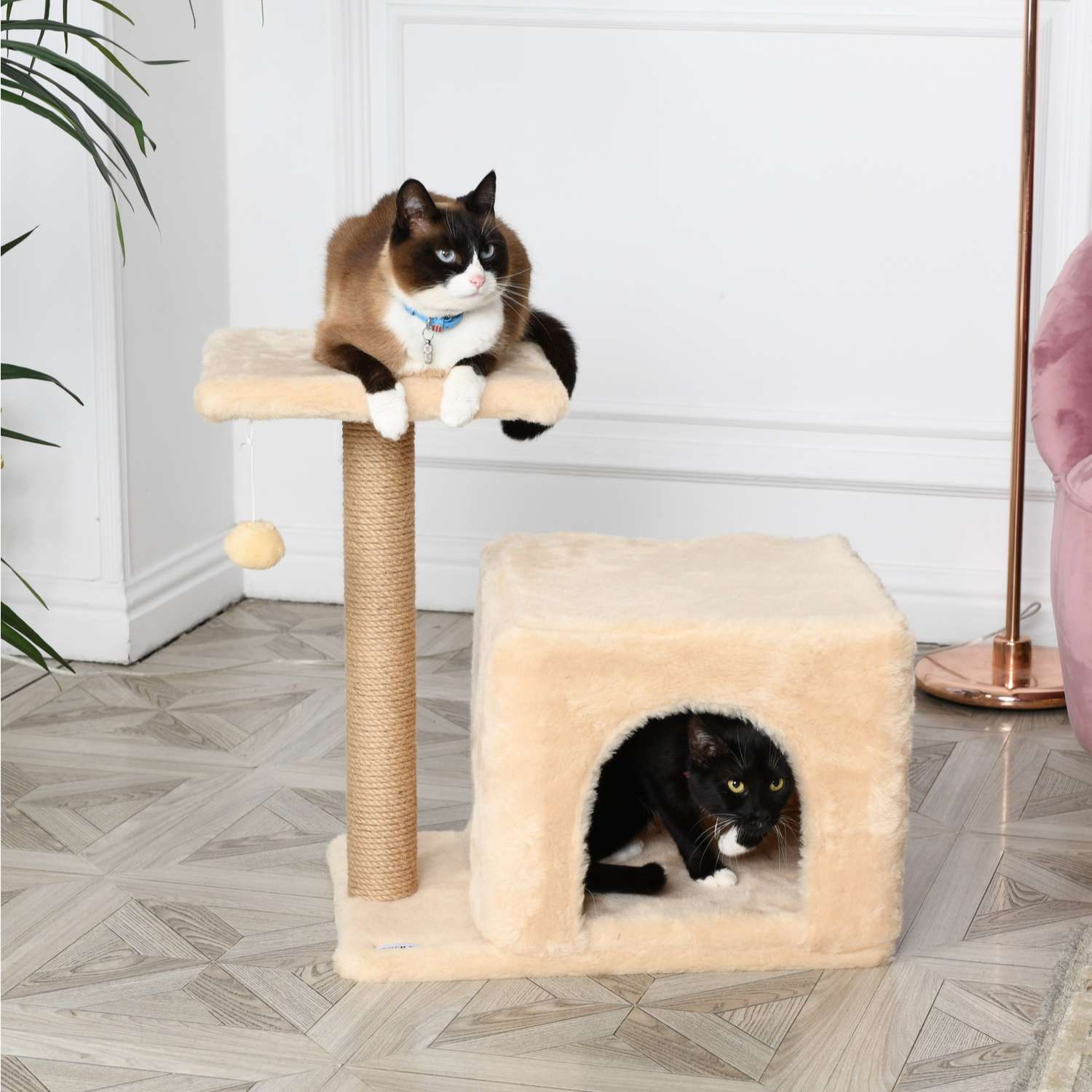 Когтеточка для кошек домик БРИСИ Бежевый - фото 1
