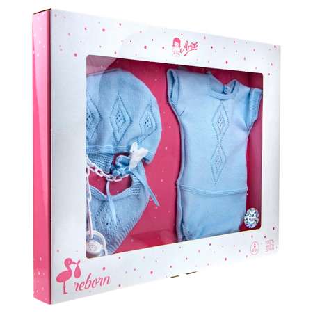 Одежда для куклы Arias 45 см голубая с цепочкой и соской