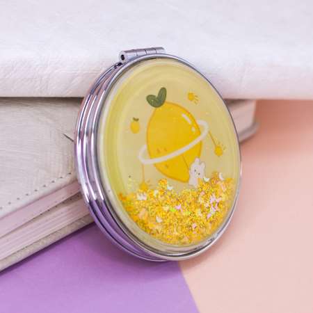 Зеркало карманное iLikeGift Fuit lemon yellow с увеличением