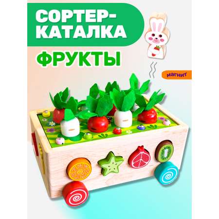 Сортер BONNY CAT Деревянная игрушка каталка Магнитная рыбалка