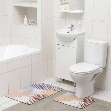 Набор ковриков Доляна для ванной и туалета «Тропический» 2 шт: 50×80 40×50 см