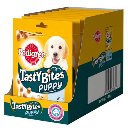 Лакомство для щенков Pedigree Tasty Bites ароматные кусочки с курицей 125г