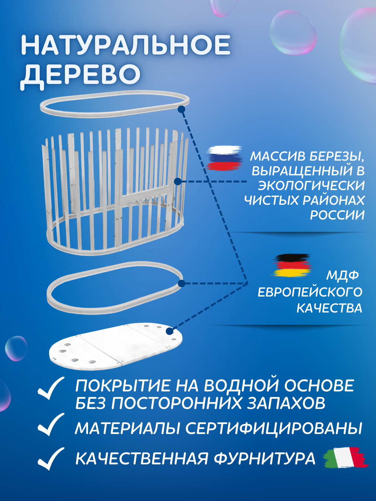 Детская кроватка Азбука Кроваток трансформер 9 в 1 с маятником Северная Звезда серый овальная, универсальный маятник (серый) - фото 9