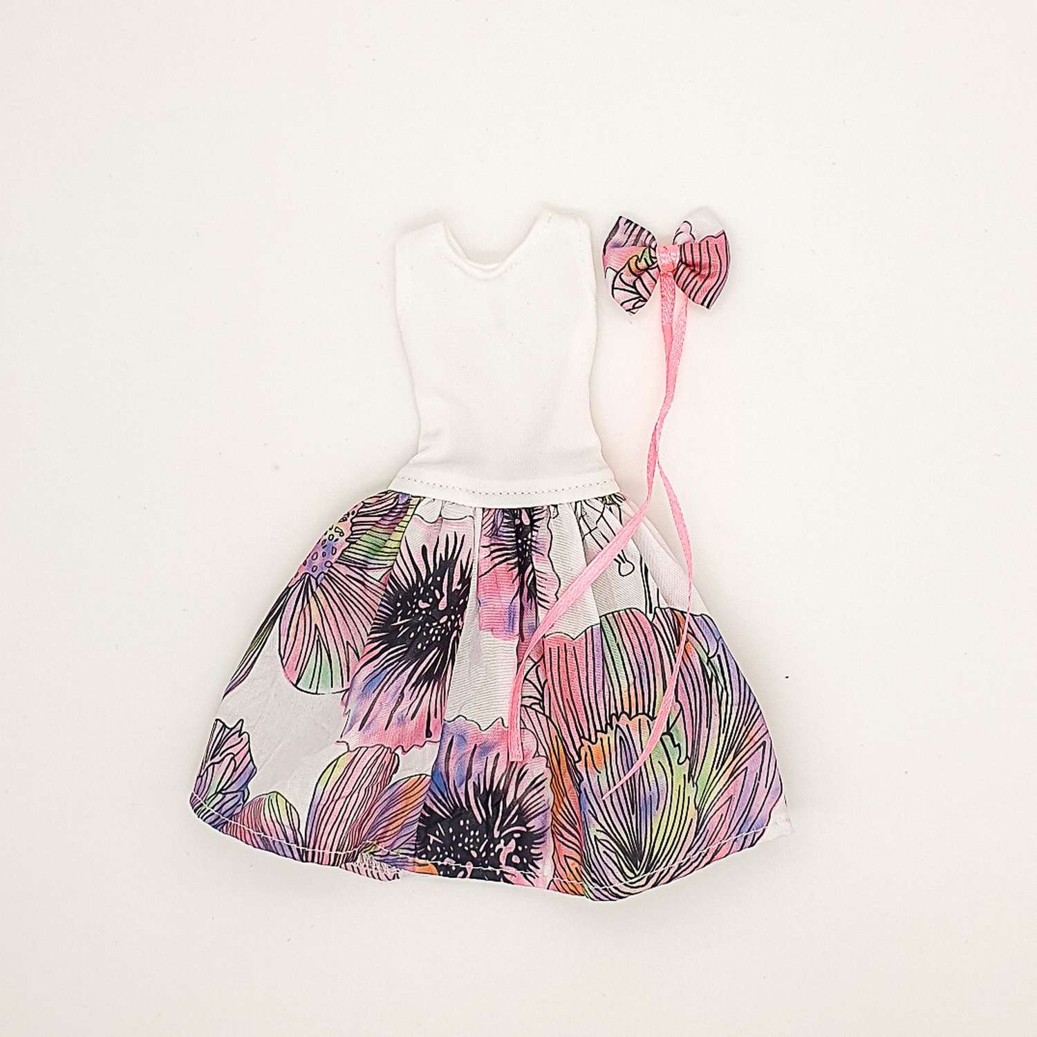 Одежда для кукол VIANA типа Барби Платье и аксессуар цвет белый/розовый 128.19.14 - фото 1