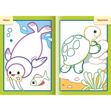 Раскраски для малышей Hatber Первые рисунки для детей с цветным контуром 4 книги