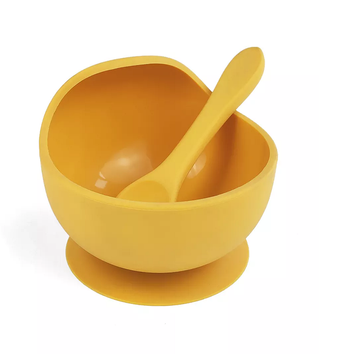 Набор детской посуды MIKMEL Mustard Набор для прикорма силиконовая тарелка на присоске + ложка - фото 1