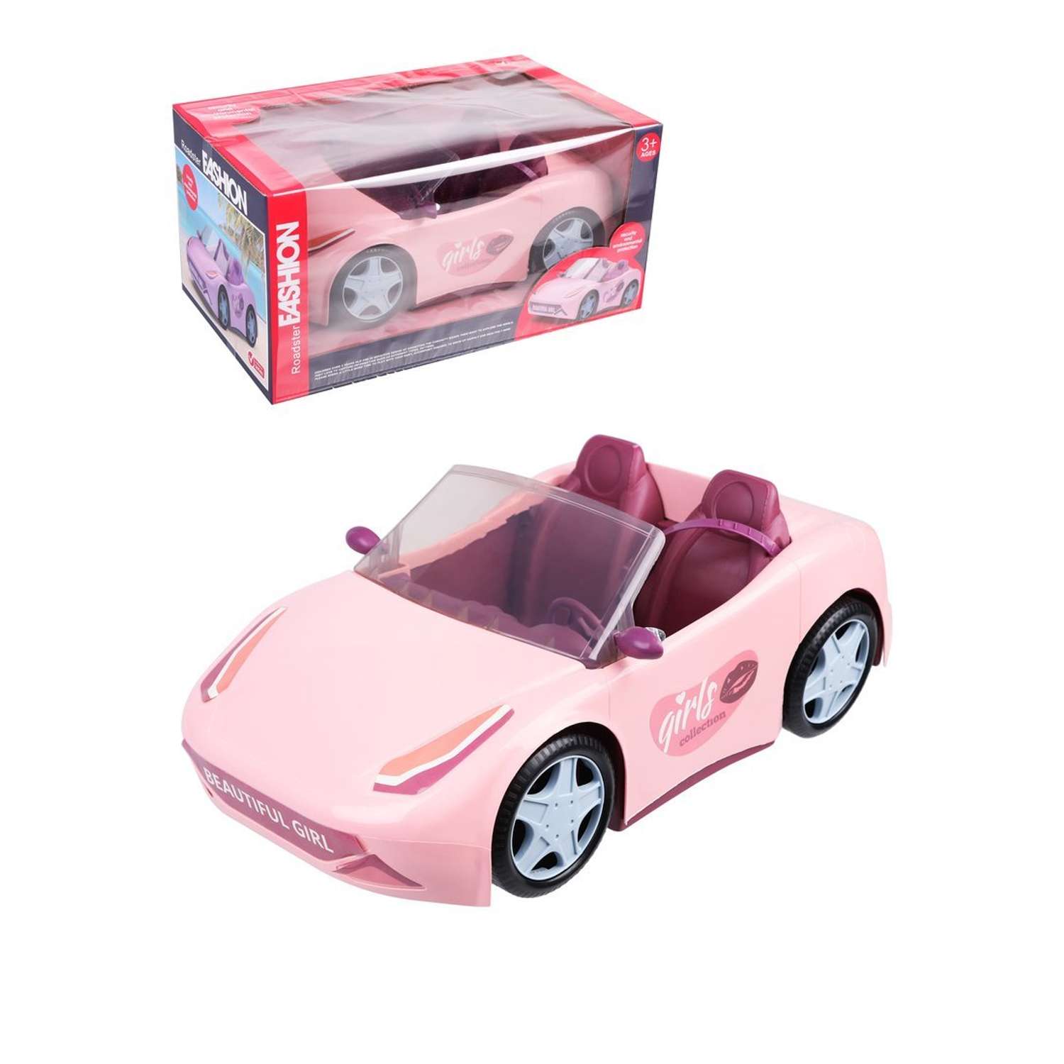 Машинка для куклы Наша Игрушка Кабриолет розовый 802973 - фото 1
