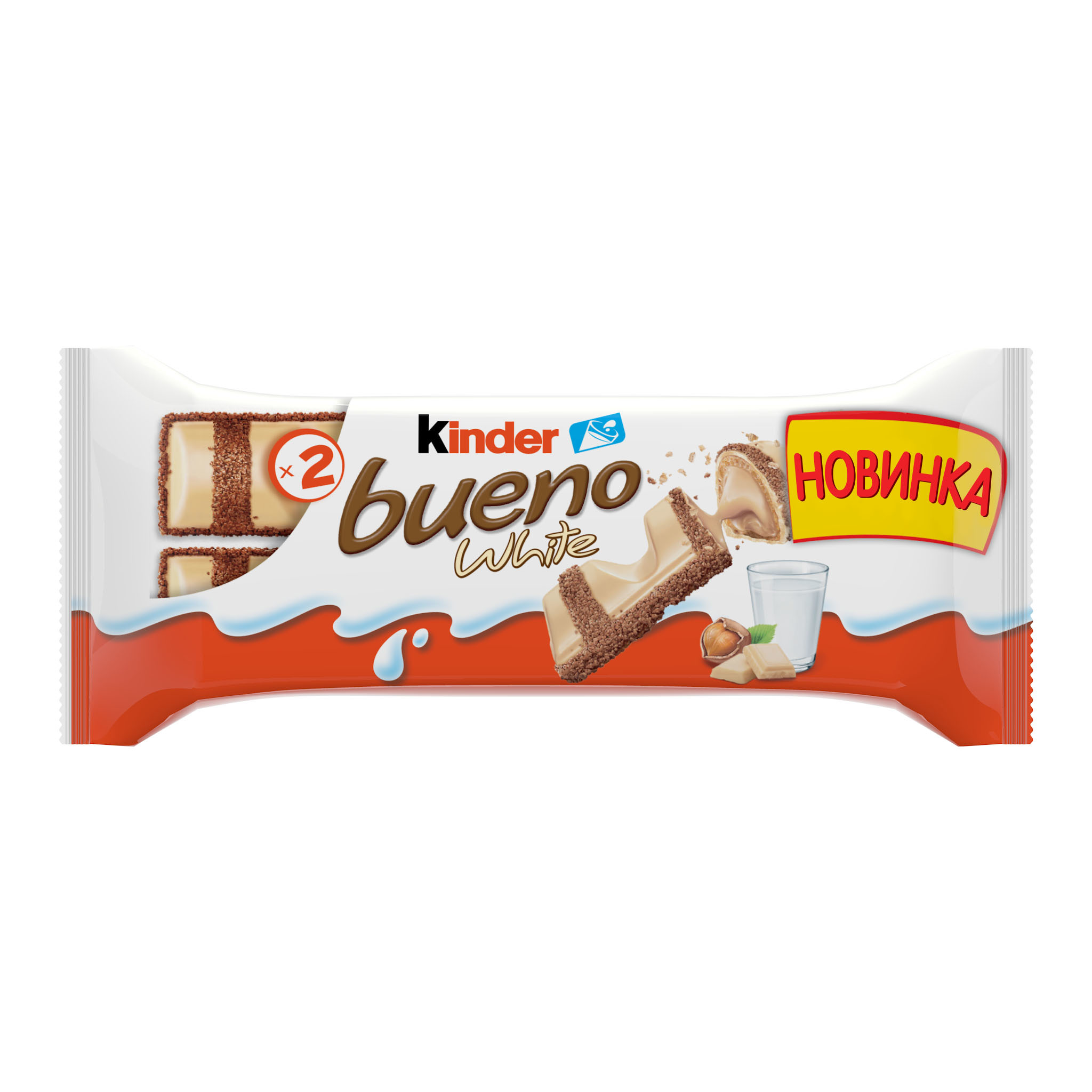 Батончик Kinder Kinder Bueno белый шоколад 39г - фото 1
