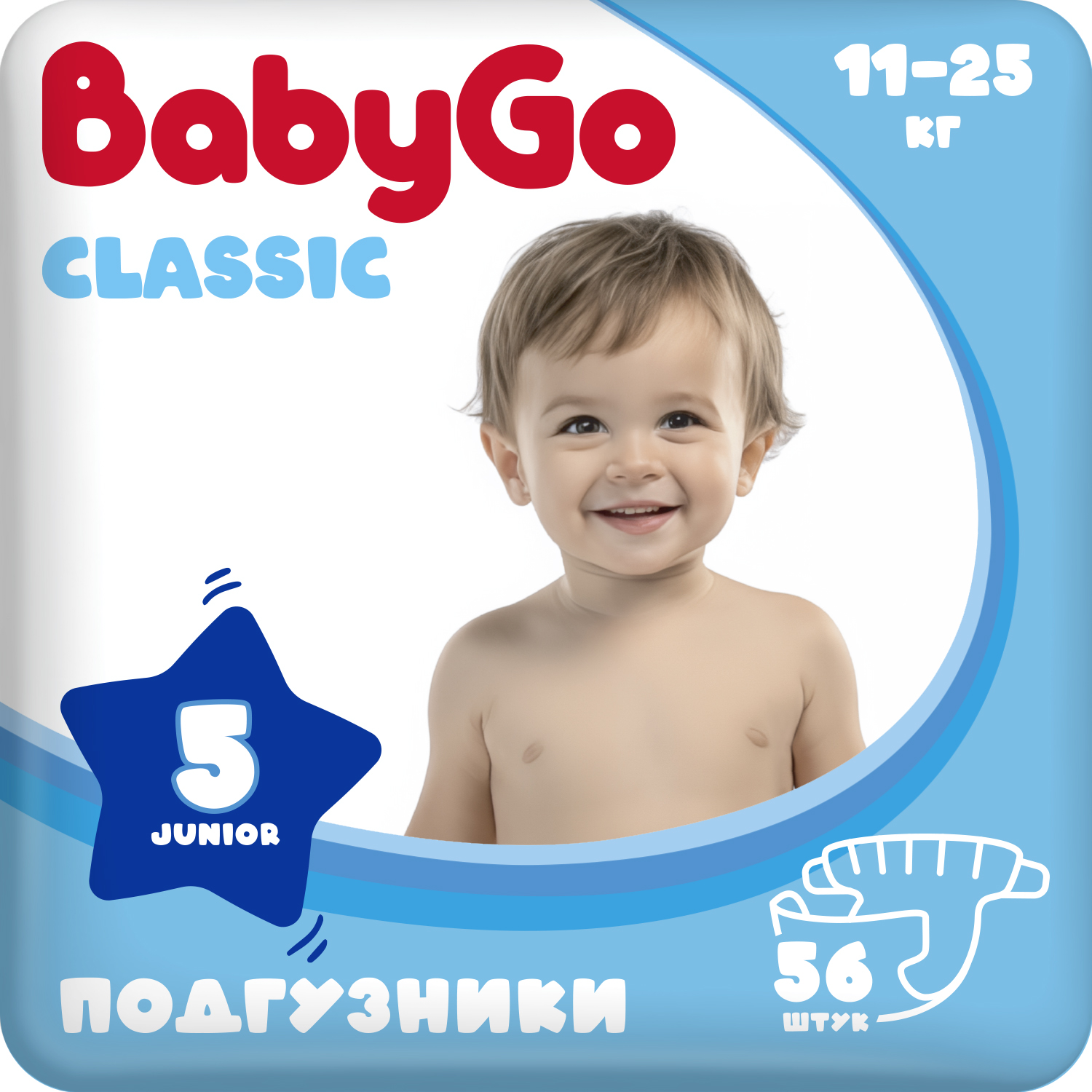 Подгузники Baby Go Junior 11-25кг 56шт - фото 1