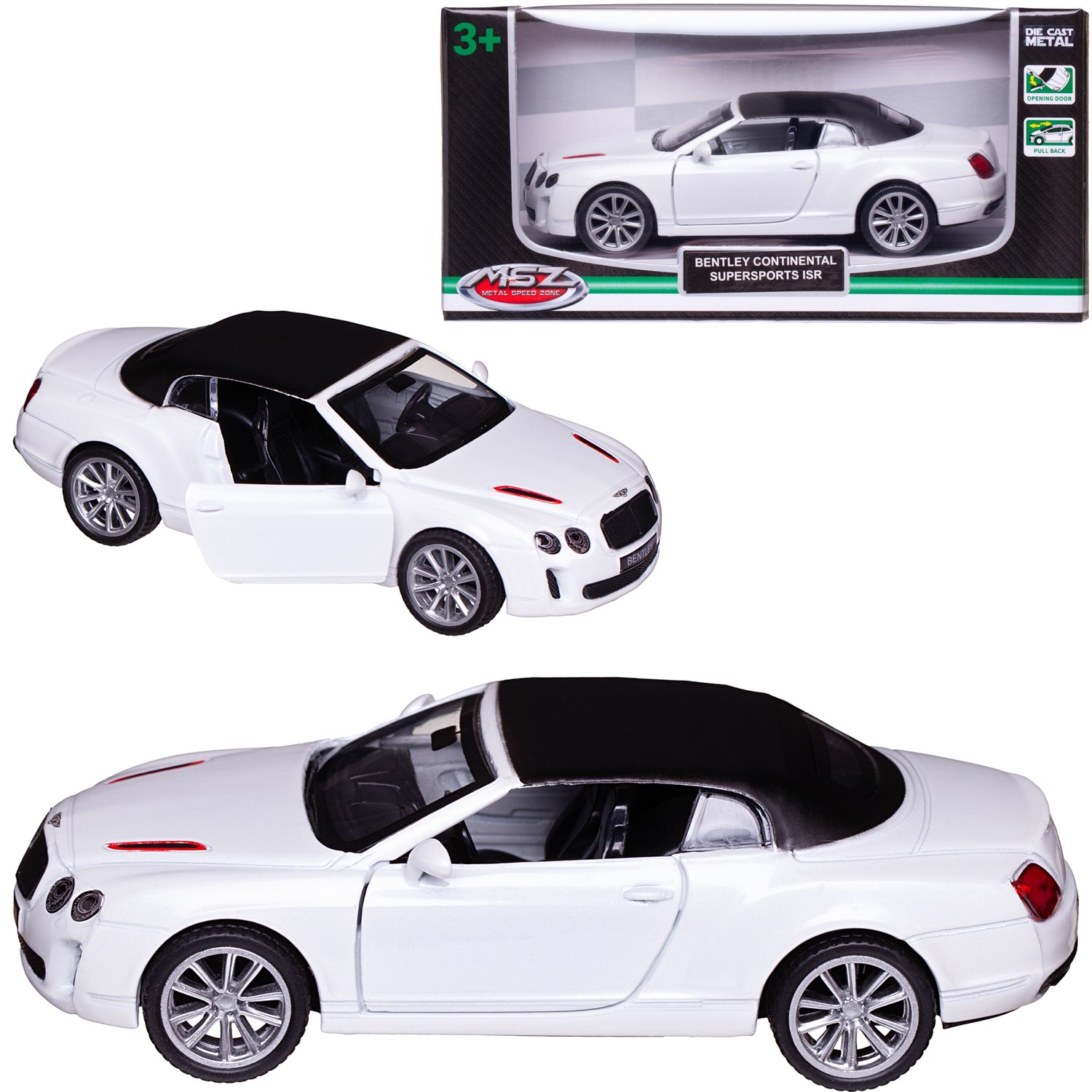 Автомобиль Abtoys Bentley MSZ 1:43 инерционный белый WE-15948W - фото 1