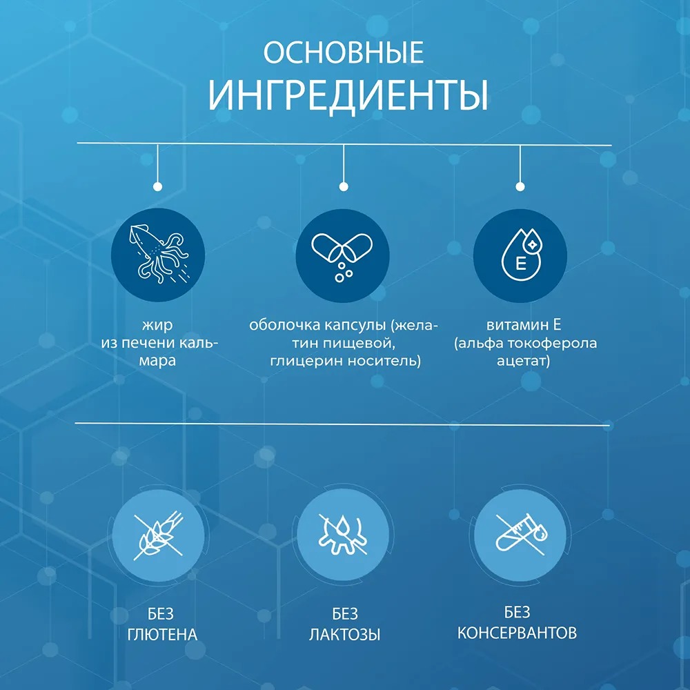 Омега - 3 + АГЭ Ультра 1000 мг Доктор Море /из печени кальмара + АГЭ комплекс для кожи волос и ногтей/ сердца и сосудов/ 60 капсул - фото 3