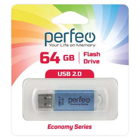 USB флеш Perfeo 64GB E01 Blue economy series