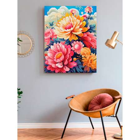 Алмазная мозаика Art on Canvas холст на подрамнике 40х50 см Цветочный бум