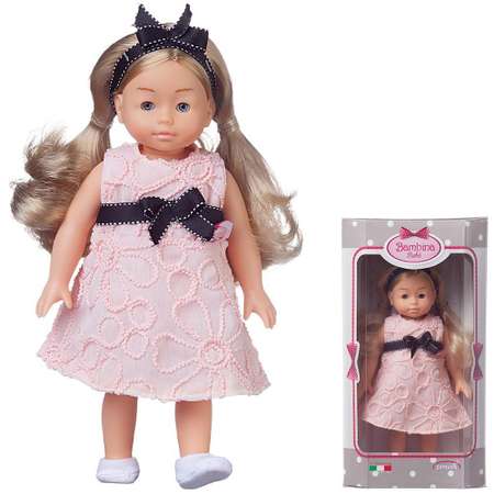 Кукла Bambina Bebe ABTOYS в розовом платье с синим бантом 20 см